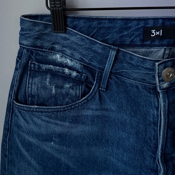 3x1 Higher Ground Gusset in Vasto Cropped Raw Hem Button Fly Flare Jeans - Picture 6 of 9